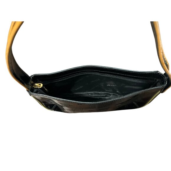 Arcadia Black Patent Leather Hobo Baguette Shoulder Bag - Picture 5 of 8